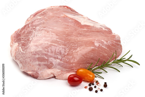 Obraz na plátne Raw ham part, pork gammon cuts, isolated on white background