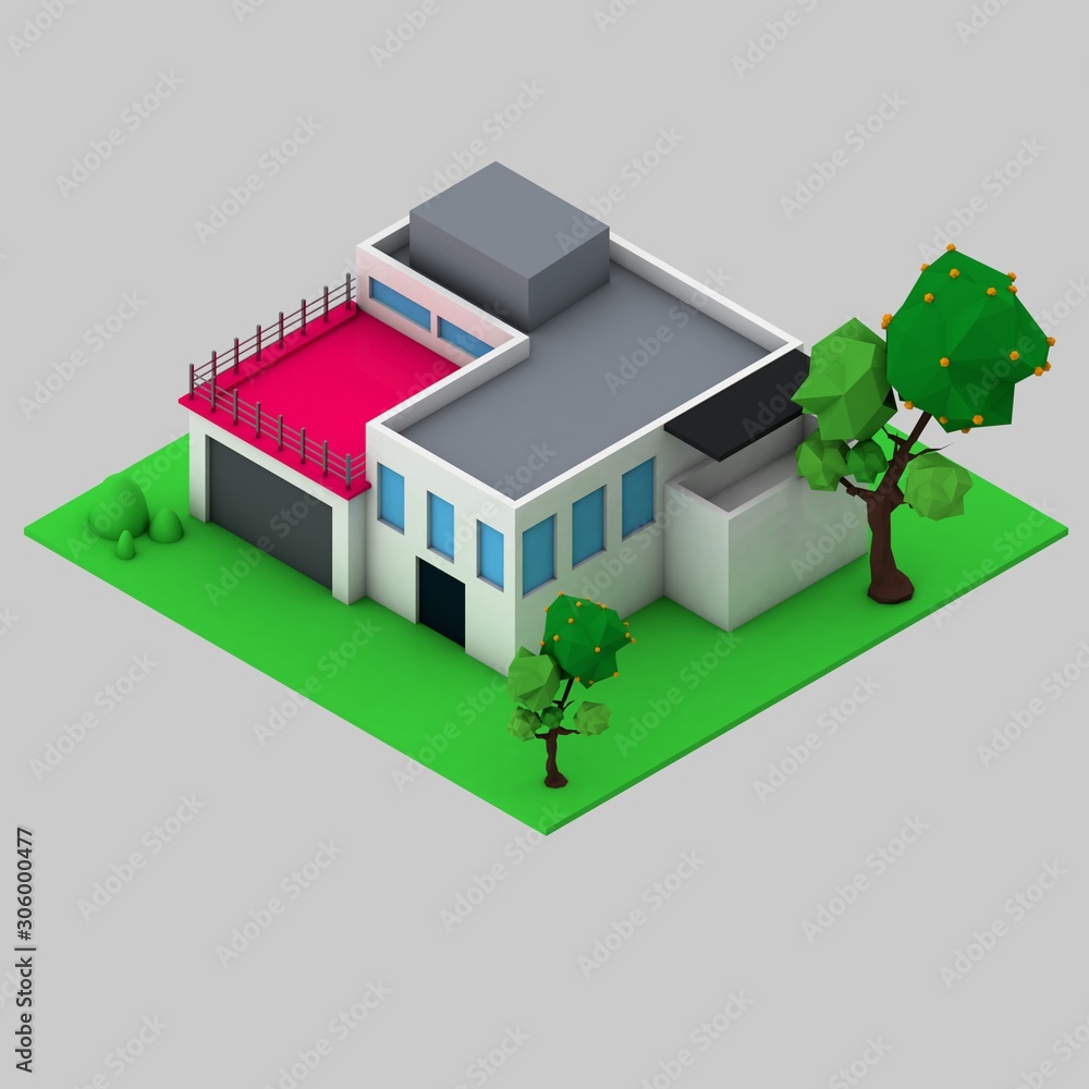 Fototapeta premium casa isometrica low poly 3d