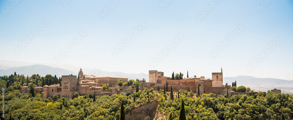 Panoramic views of the Alhambra in Granada