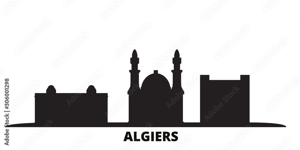 Fototapeta Algiers city skyline isolated vector illustration. Algiers travel cityscape with landmarks