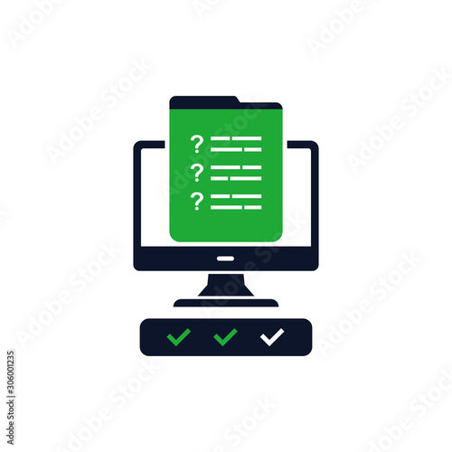 Online exam icon design. Web survey concept isolated on white background. Vector illustration
