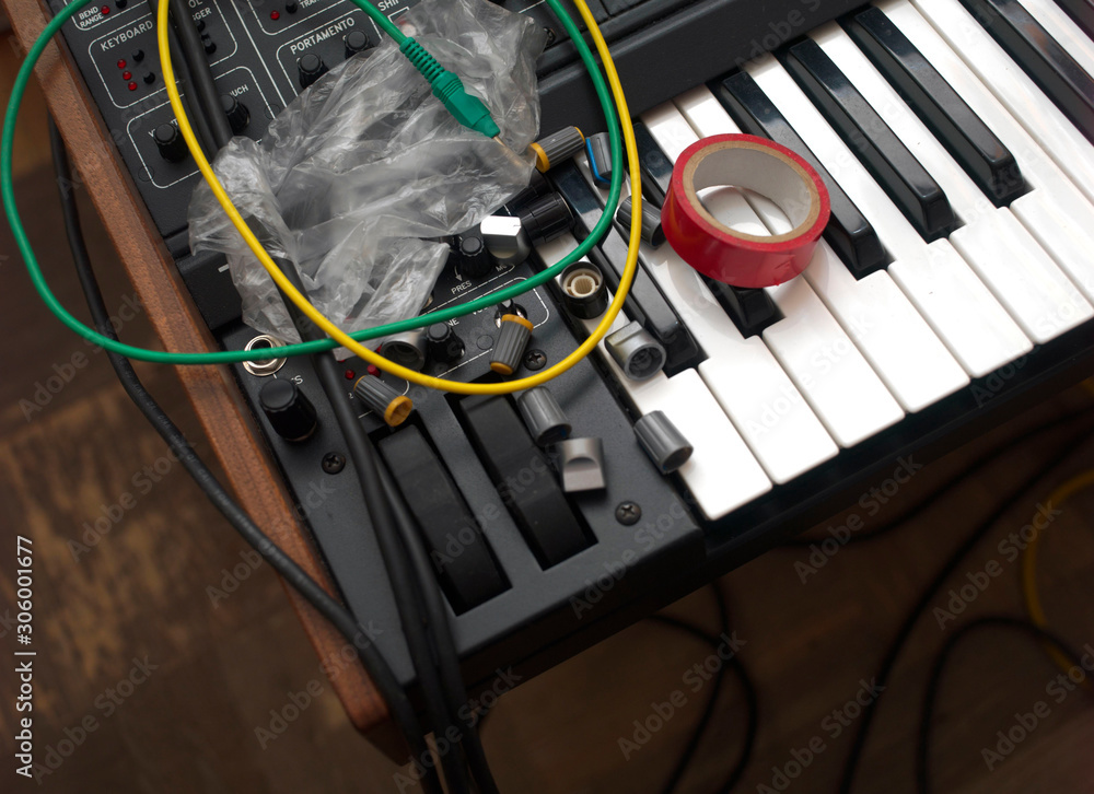 potentiometer knobs replacement on synthesizer Stock Photo Adobe Stock