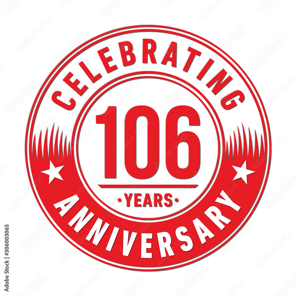 106 years anniversary celebration logo template. One hundred and six years vector and illustration. 106 years anniversary celebration logo template. One hundred and six years vector and illustration.