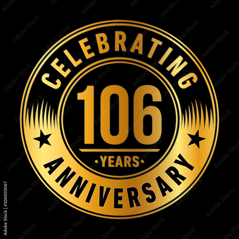 106 years anniversary celebration logo template. One hundred and six years vector and illustration.