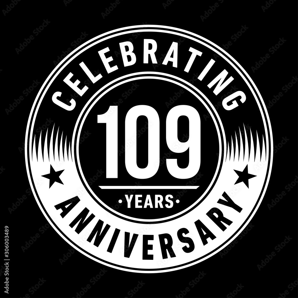 109 years anniversary celebration logo template. One hundred and nine years vector and illustration.