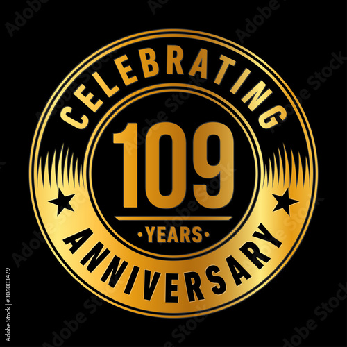 109 years anniversary celebration logo template. One hundred and nine years vector and illustration.