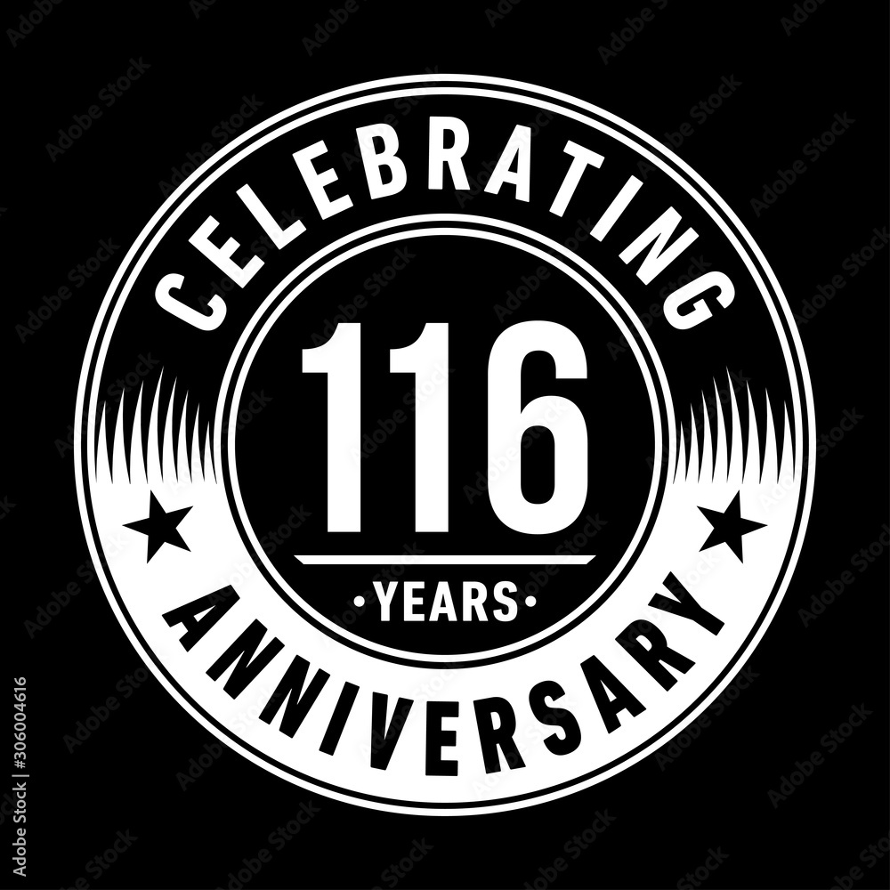 116 years anniversary celebration logo template. One hundred and sixteen years vector and illustration.