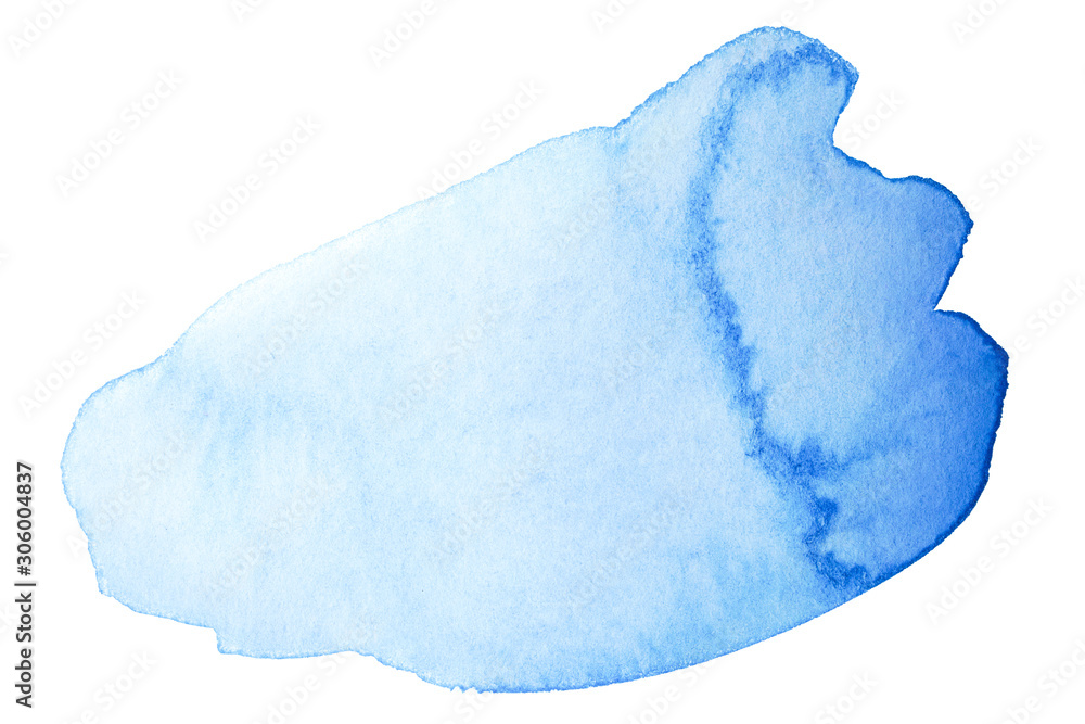 watercolor blue stain with paper texture on a white background. freehand paint stain for design element watercolor blue stain with paper texture on a white background. freehand paint stain for design element