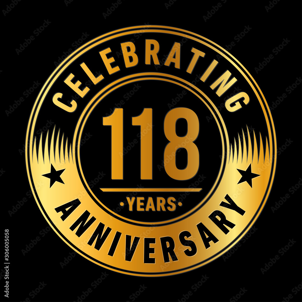 118 years anniversary celebration logo template. One hundred and eighteen years vector and illustration.