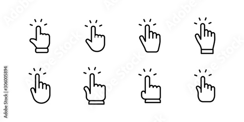 Hand clicking icons collection. Set of finger pointers.