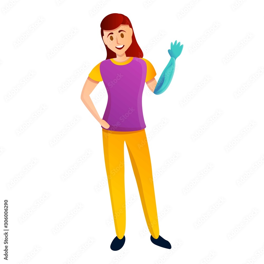 Girl artificial hand icon. Cartoon of girl artificial hand vector icon for web design isolated on white background Girl artificial hand icon. Cartoon of girl artificial hand vector icon for web design isolated on white background