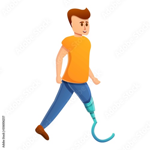Boy artificial limb icon. Cartoon of boy artificial limb vector icon for web design isolated on white background