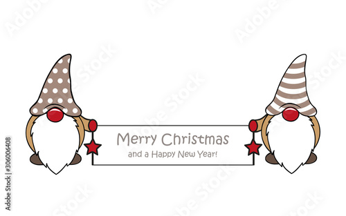 cute dwarf with merry christmas greeting card vector illustration EPS10