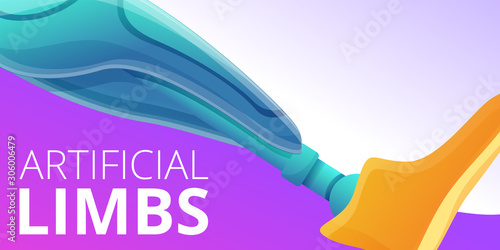 Artificial limbs concept banner. Cartoon illustration of artificial limbs vector concept banner for web design