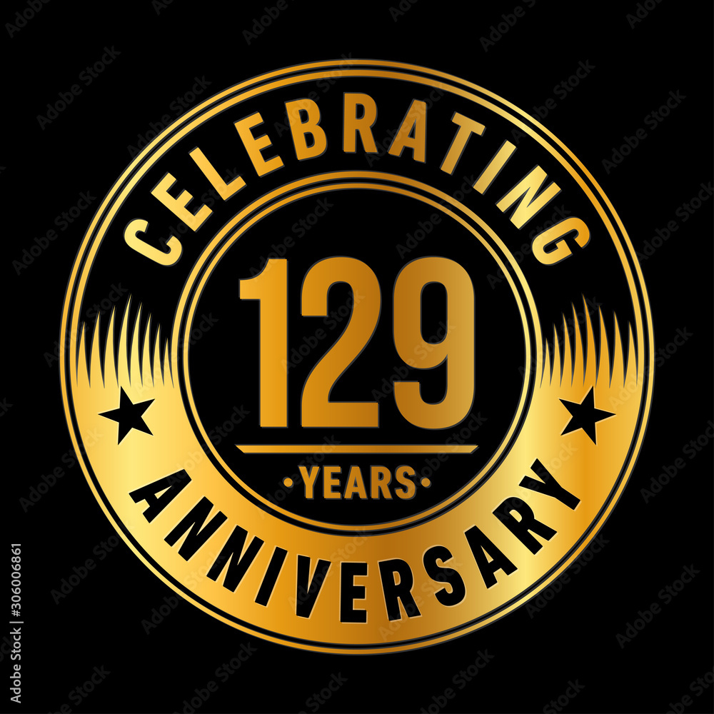 129 years anniversary celebration logo template. One hundred and twenty-nine years vector and illustration.