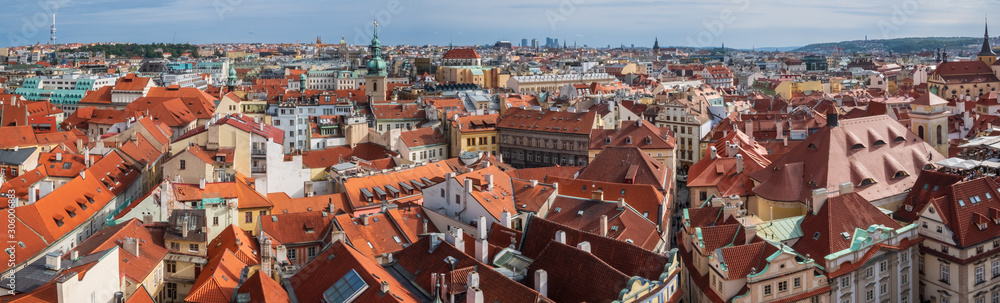 Obraz premium View from City Hall Tower to Old Town of East Europe Prague City