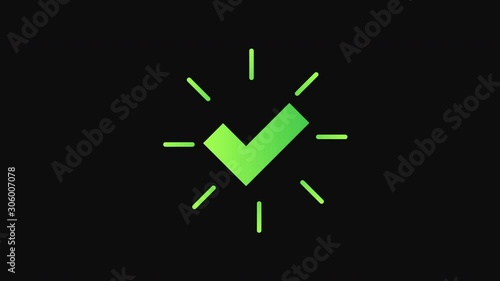 Animation in motion graphics of a check mark symbol. Symbolizing right. Motion Graphics. Transparent Background