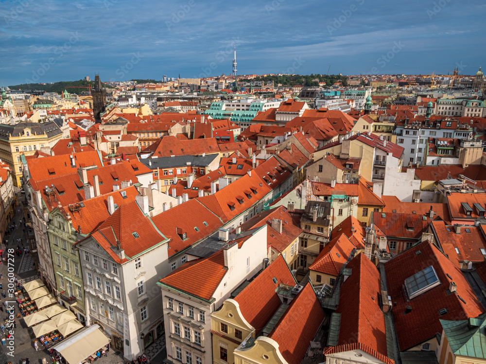 Obraz premium View from City Hall Tower to Old Town of East Europe Prague City