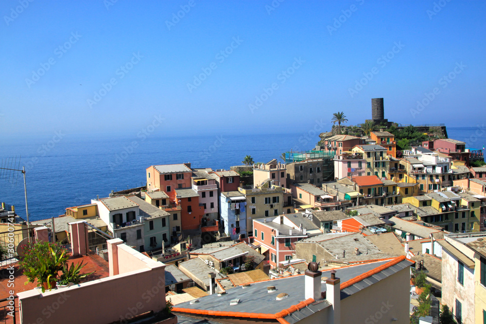 Monterosso a village from the cinque terre with its houses and the sea