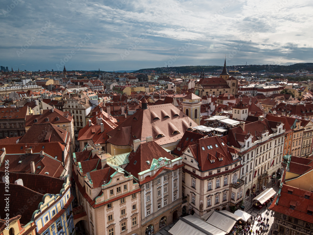 Fototapeta premium View from City Hall Tower to Old Town of East Europe Prague City