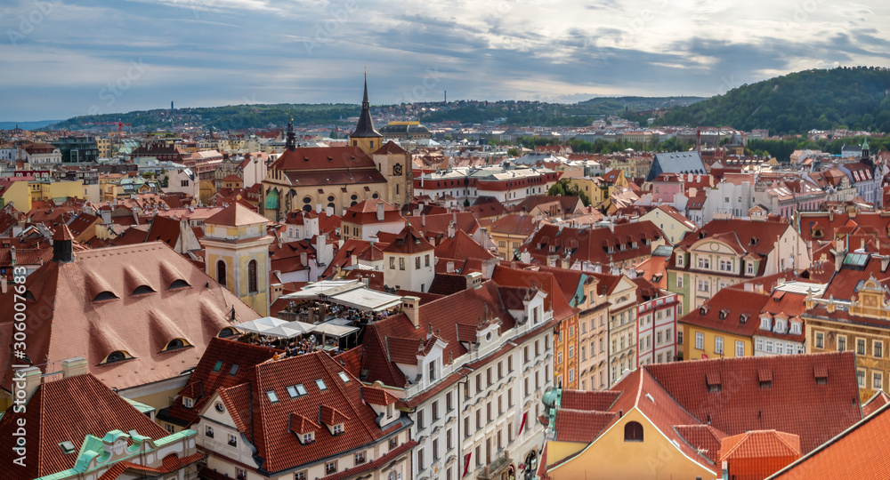 Obraz premium View from City Hall Tower to Old Town of East Europe Prague City