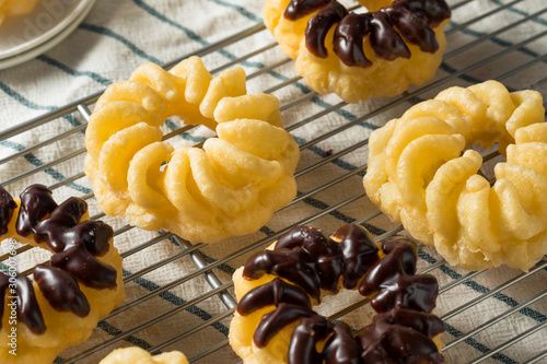 Homemade Sweet French Cruller Donuts photo