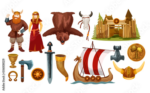 Ancient Scandinavian and viking culture icons