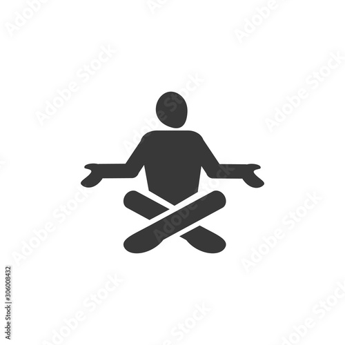 Yoga Meditation Exercise Stretching People Icon Sign Symbol Pictogram. Stock vector illustration isolated on white background.