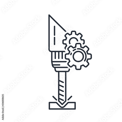 CNC machine drill icon - precision milling drilling metalworking cutting with laser