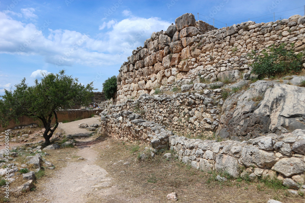 Wall of the citadel of ancient greek town Mycenae