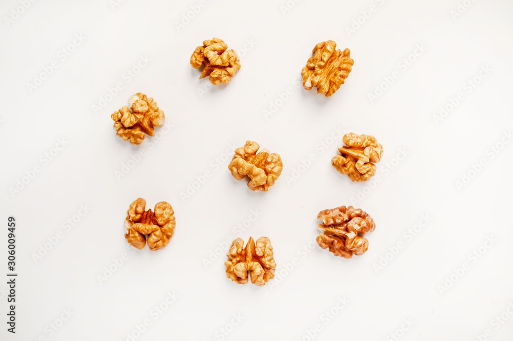 Walnuts on a white background Walnuts on a white background