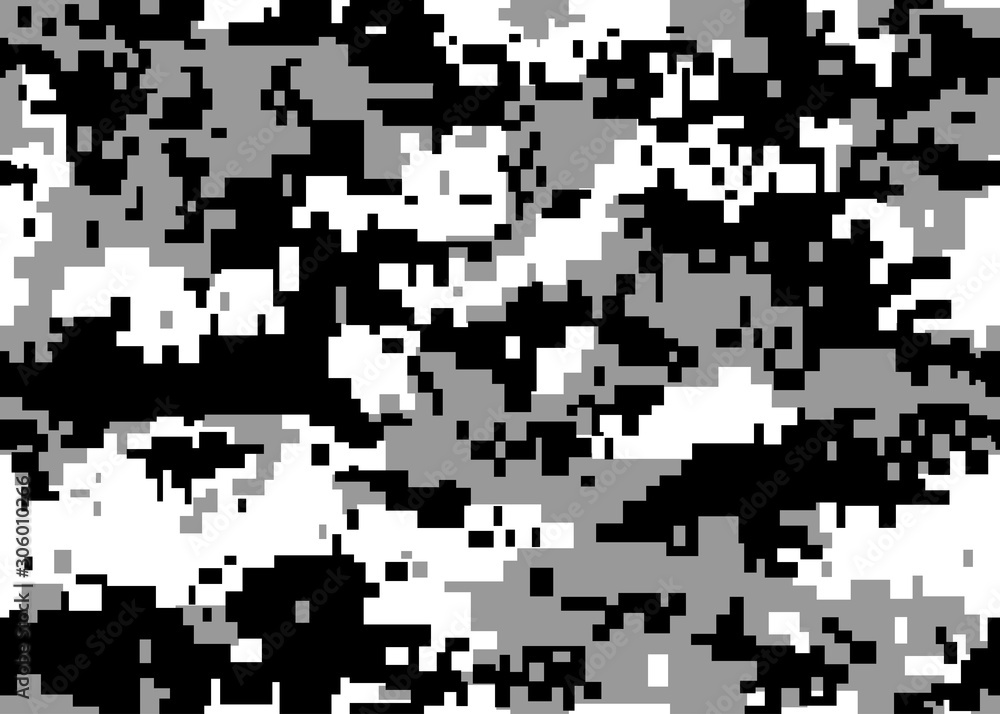 Fototapeta Drukuj tekstury kamuflażu armii szary biały czarny powtarza bezszwowe piksele
