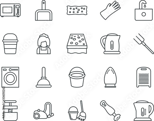 household vector icon set such as: tap, gloves, protective, pipe, squeeze, female, gardening, filled, thin, agent, interior, refrigerator, occupation, cold-pressed, duster, sketch, stainless, pump