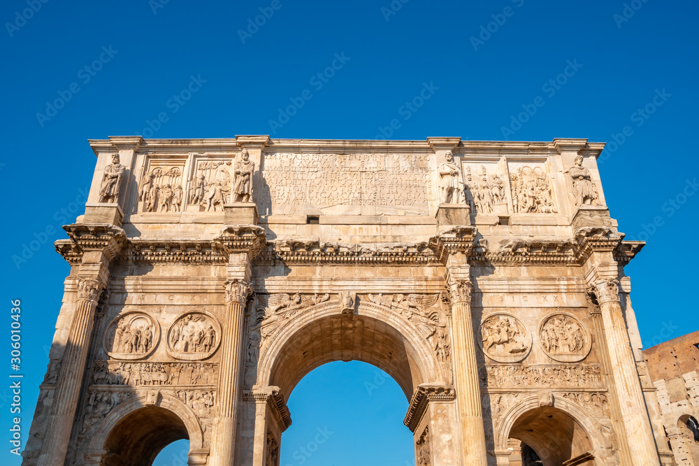 Arch of Constantine or Arco di Costantino or Triumphal arch in Rome, near Coliseum.