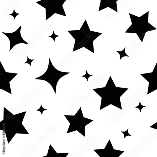 Stars seamless pattern. Sky with star icons texture background.