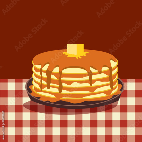 Pancakes with Butter and Syrup flat vector icon