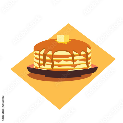 Pancakes with Butter and Syrup flat vector icon