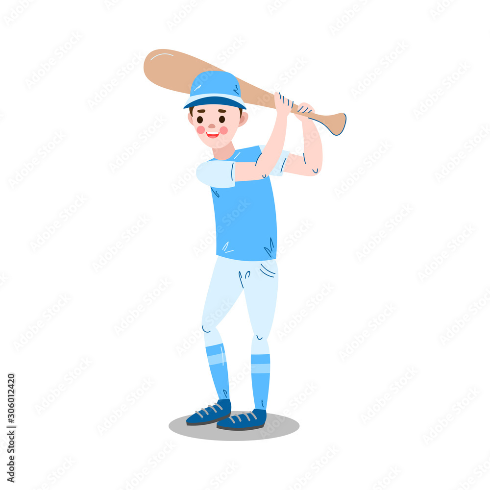 Boy holding baseball bat to hit ball vector illustration Boy holding baseball bat to hit ball vector illustration