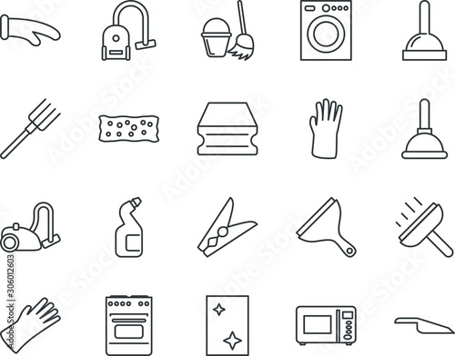 household vector icon set such as: squeegee, garden, clogged, architecture, dig, display, bottle, string, clamp, tidy, clip, container, closeup, clothesline, collection, dry, agents, maid, potholder