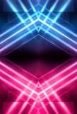 Modern abstract futuristic background. red and blue neon light. Rays and lines, abstract light. Light tunnel, corridor, scene with bright light.