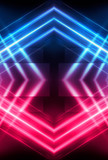Modern abstract futuristic background. red and blue neon light. Rays and lines, abstract light. Light tunnel, corridor, scene with bright light.