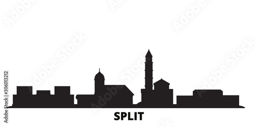 Croatia, Split city skyline isolated vector illustration. Croatia, Split travel cityscape with landmarks