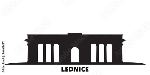 Czech Republic, Lednice city skyline isolated vector illustration. Czech Republic, Lednice travel cityscape with landmarks