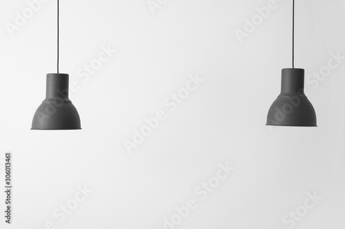 Stylish lamps on white background