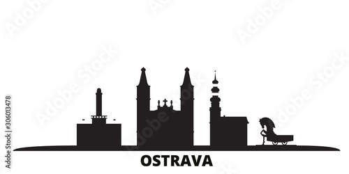 Czech Republic, Ostrava city skyline isolated vector illustration. Czech Republic, Ostrava travel cityscape with landmarks