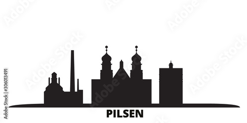 Czech Republic, Pilsen city skyline isolated vector illustration. Czech Republic, Pilsen travel cityscape with landmarks photo