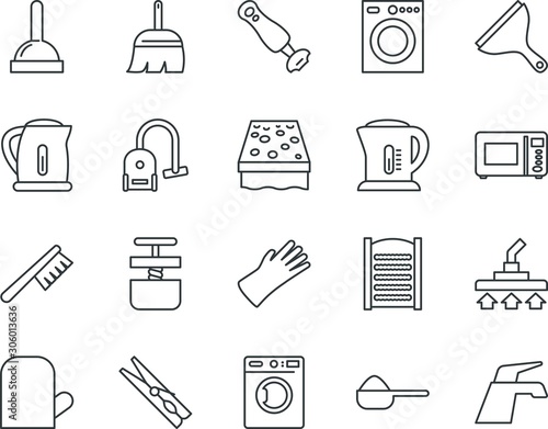 household vector icon set such as: cold, carpet, blister, stove, rope, mitt, hang, pin, pins, handheld, sample, portable, touch, chef, up, sketch, aeropress, paint, ice, job, plumber, company