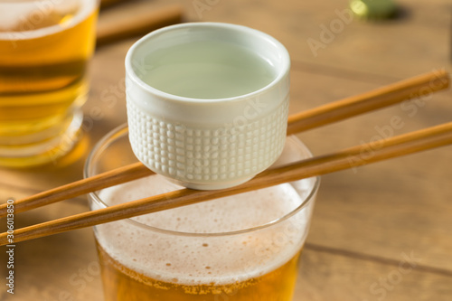 Alcoholic Japanese Sakebombs with Rice Wine photo