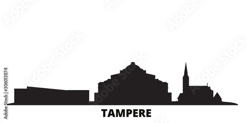 Finland, Tampere city skyline isolated vector illustration. Finland, Tampere travel cityscape with landmarks photo