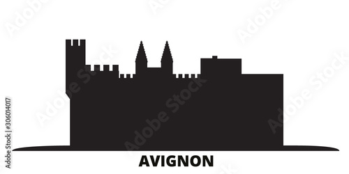 France, Avignon Landmark city skyline isolated vector illustration. France, Avignon Landmark travel cityscape with landmarks
